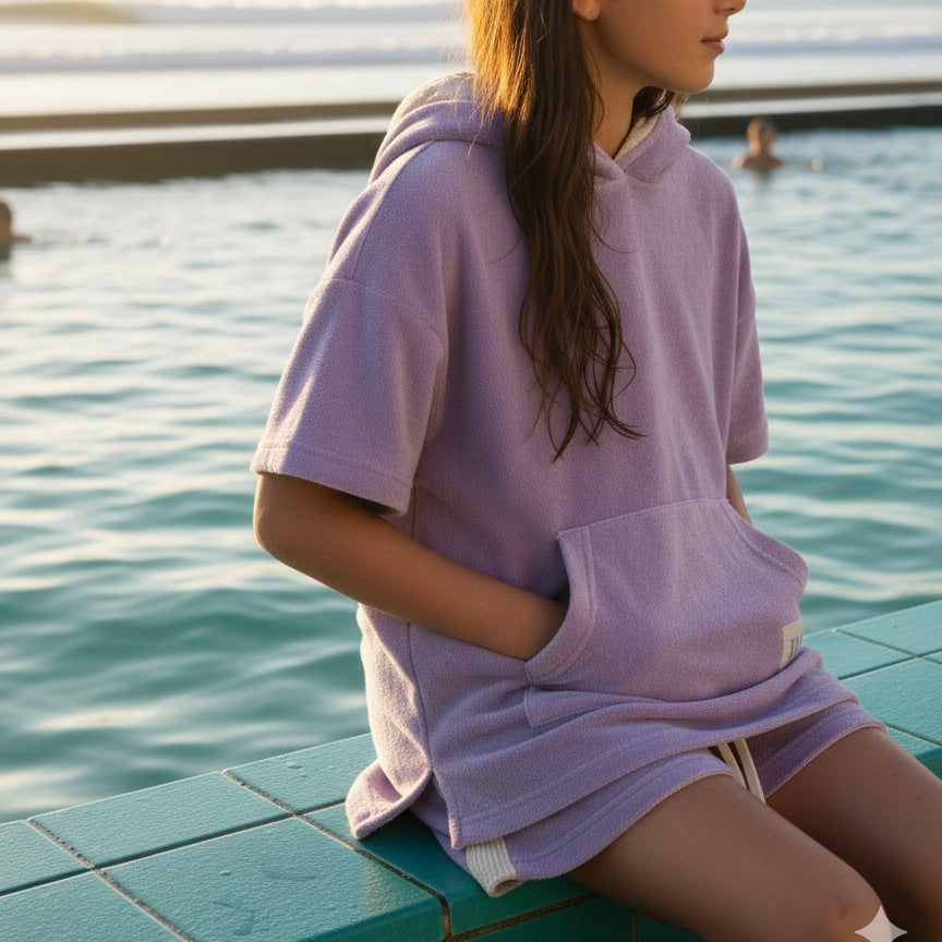 Terry Towel Rugii Set - Purple with stripe