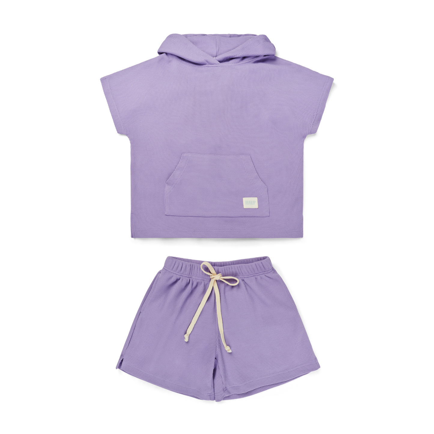 Lavender Purple Waffle Hooded Towel top and shorts